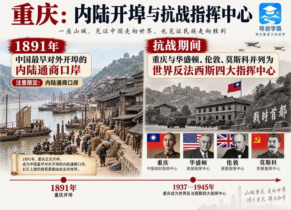 重庆内陆开埠与抗战指挥中心考点图（导游学霸·科三）