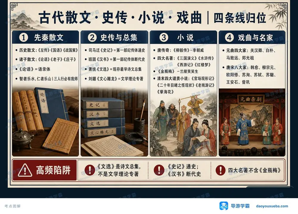 古代散文小说戏曲考点图（导游学霸·科三）
