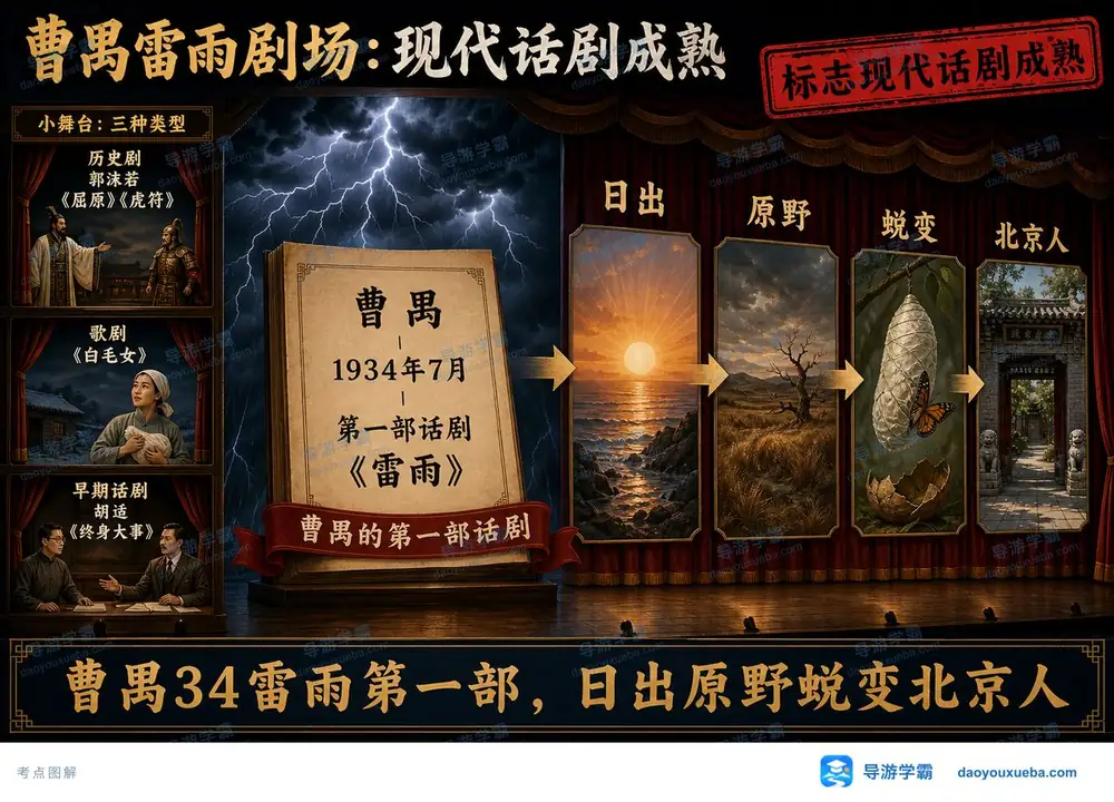 曹禺话剧雷雨考点考点图（导游学霸·科三）
