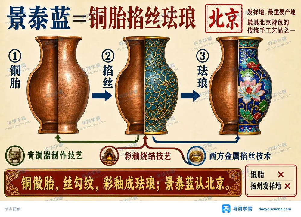 景泰蓝铜胎掐丝珐琅考点图(导游学霸·科三)