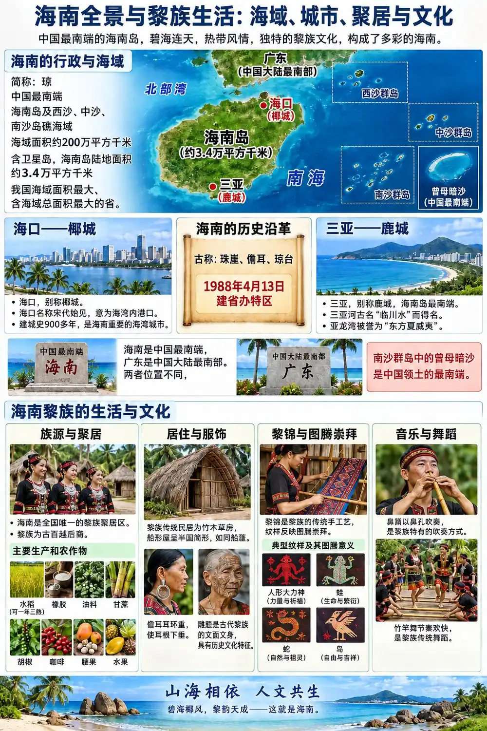 海南全景与黎族文化考点图（导游学霸·科三）