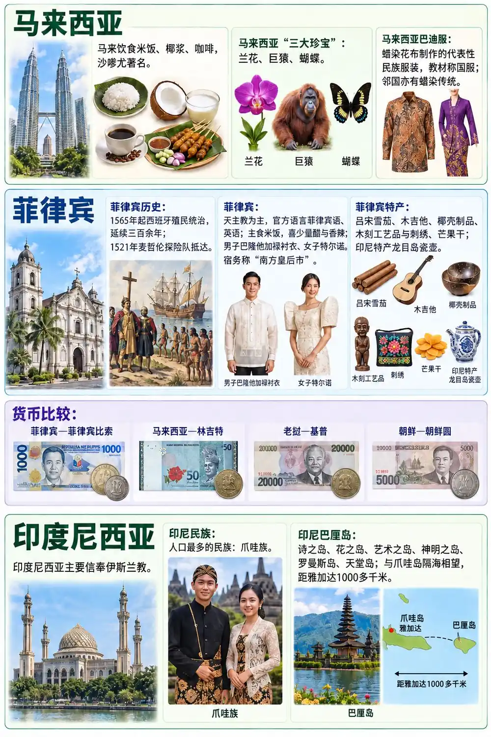新马泰印尼物产风情考点图(导游学霸·科三)