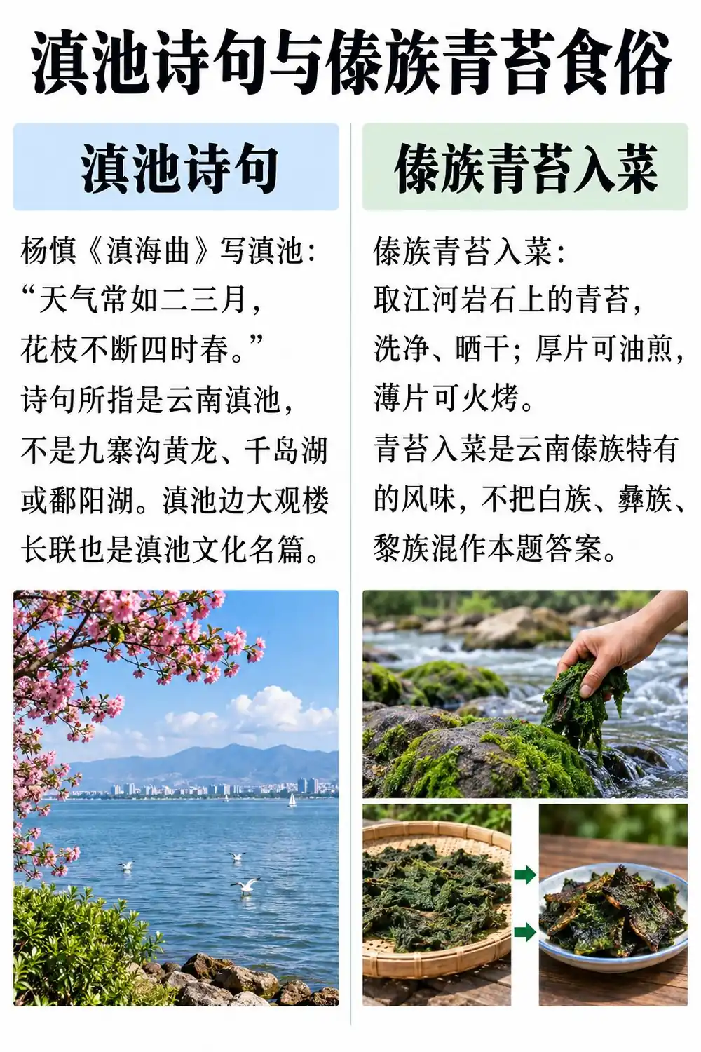 滇池诗句与傣族青苔食俗考点图（导游学霸·科三）