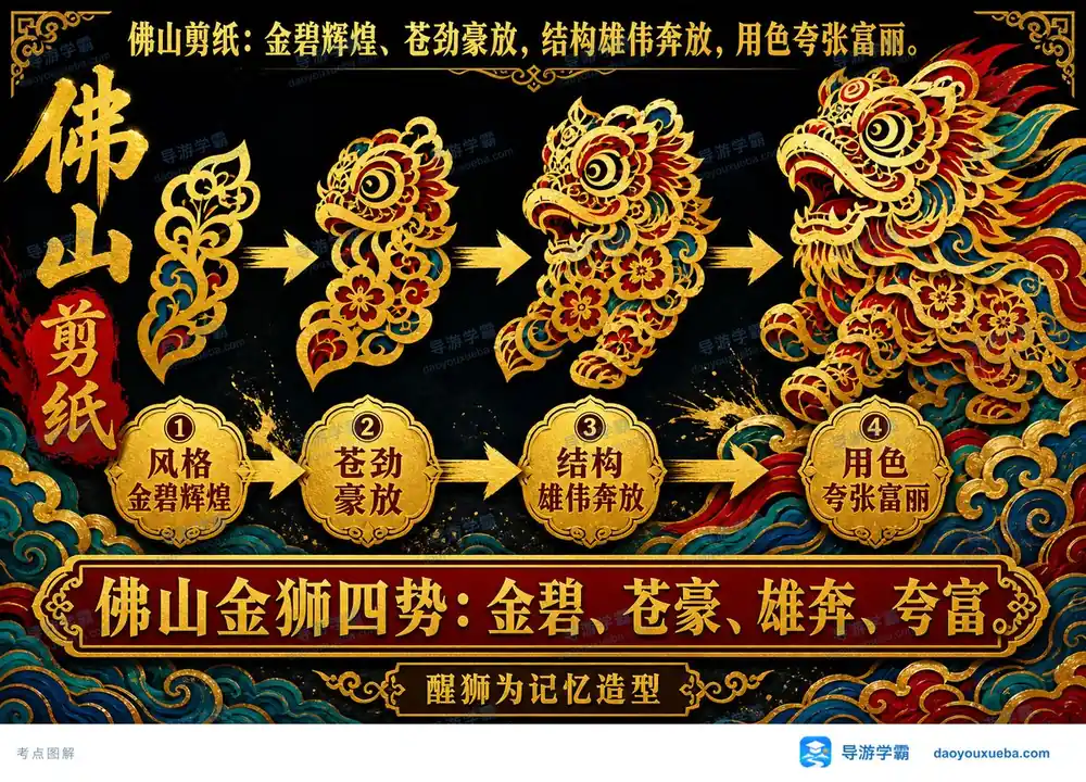 佛山剪纸风格艺术特征考点图（导游学霸·科三）