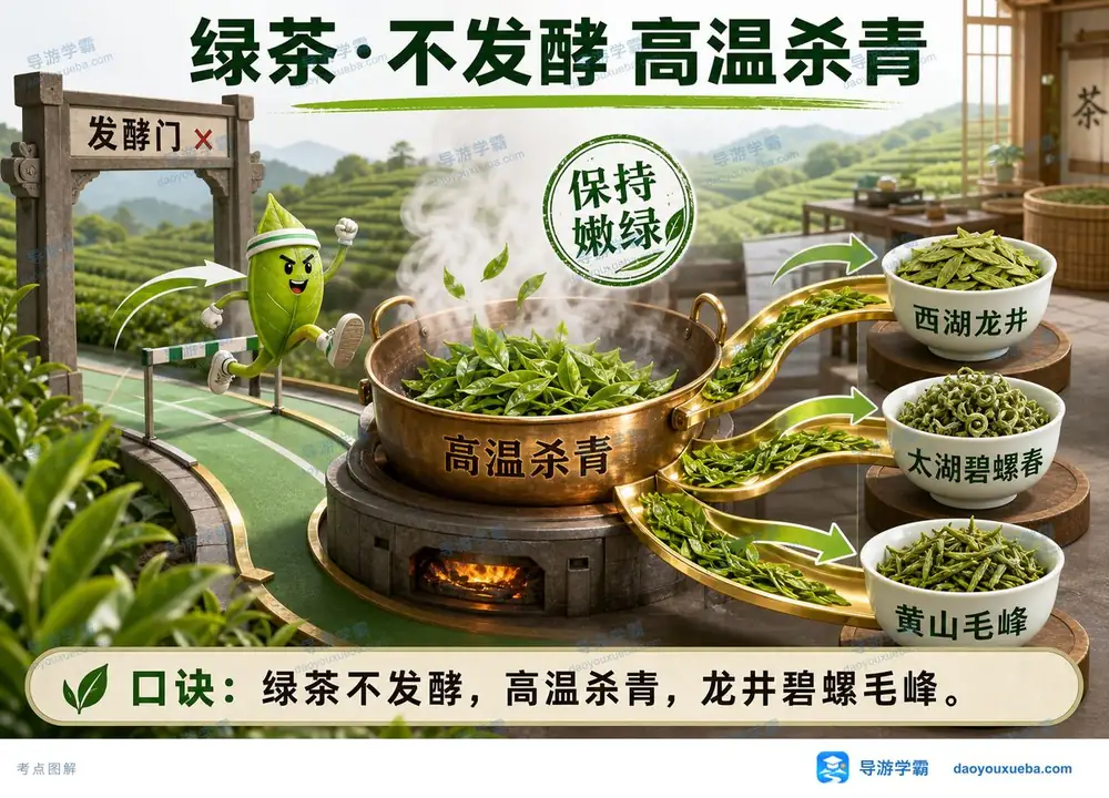 绿茶工艺考点考点图（导游学霸·科三）