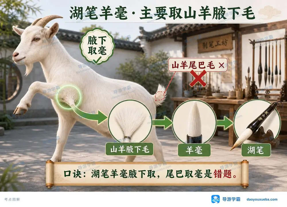 湖笔羊毫原料考点图(导游学霸·科三)