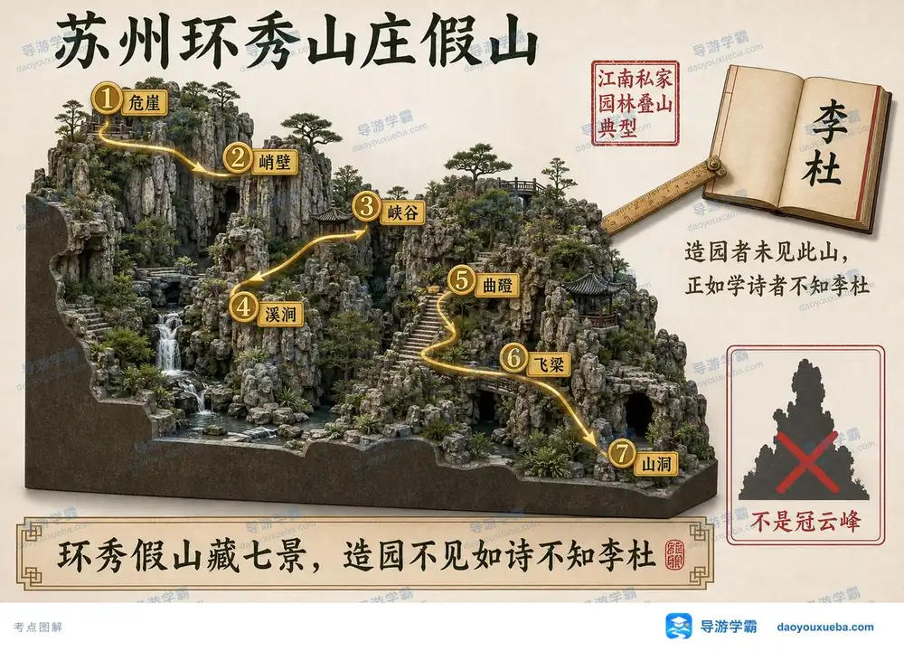 环秀山庄假山考点图（导游学霸·科三）