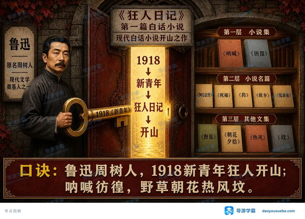 鲁迅1918狂人日记作品分层考点图(导游学霸·科三)