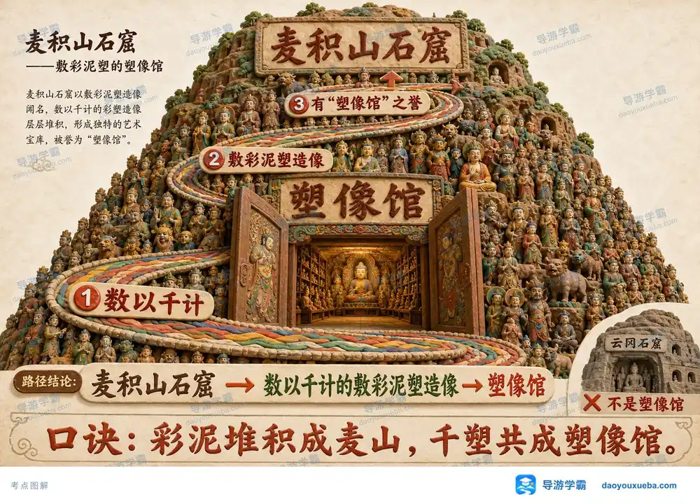 麦积山石窟东方雕塑陈列馆考点图（导游学霸·科三）