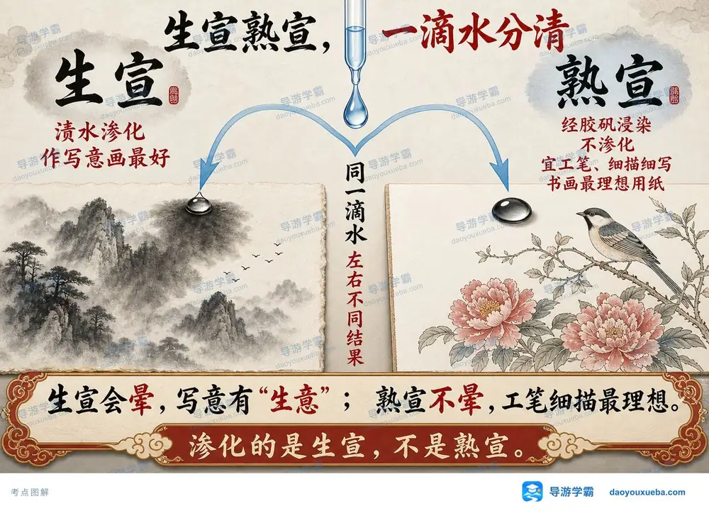 文房四宝宣纸生宣熟宣考点图(导游学霸·科三)