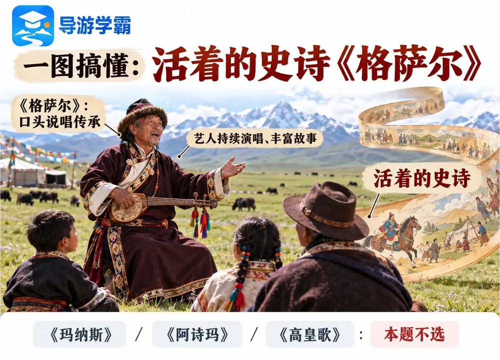 活着的史诗格萨尔核心考点图(导游学霸·科三)