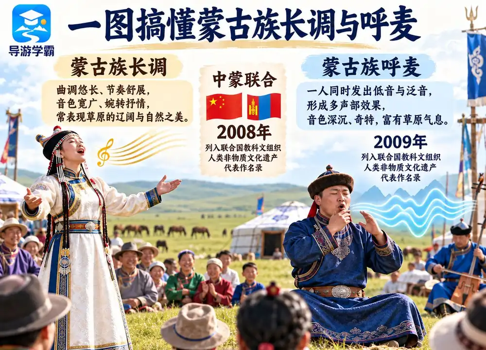 蒙古族长调民歌与呼麦艺术考点图(导游学霸·科三)