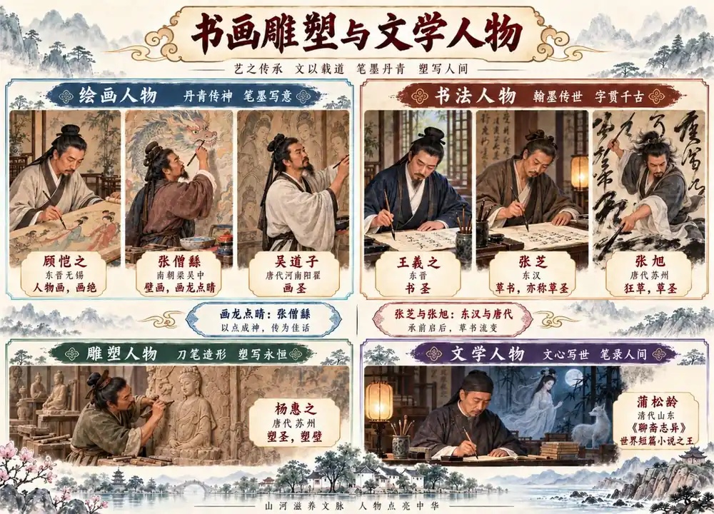 华东书画雕塑文学八大名家考点图(导游学霸·科三)