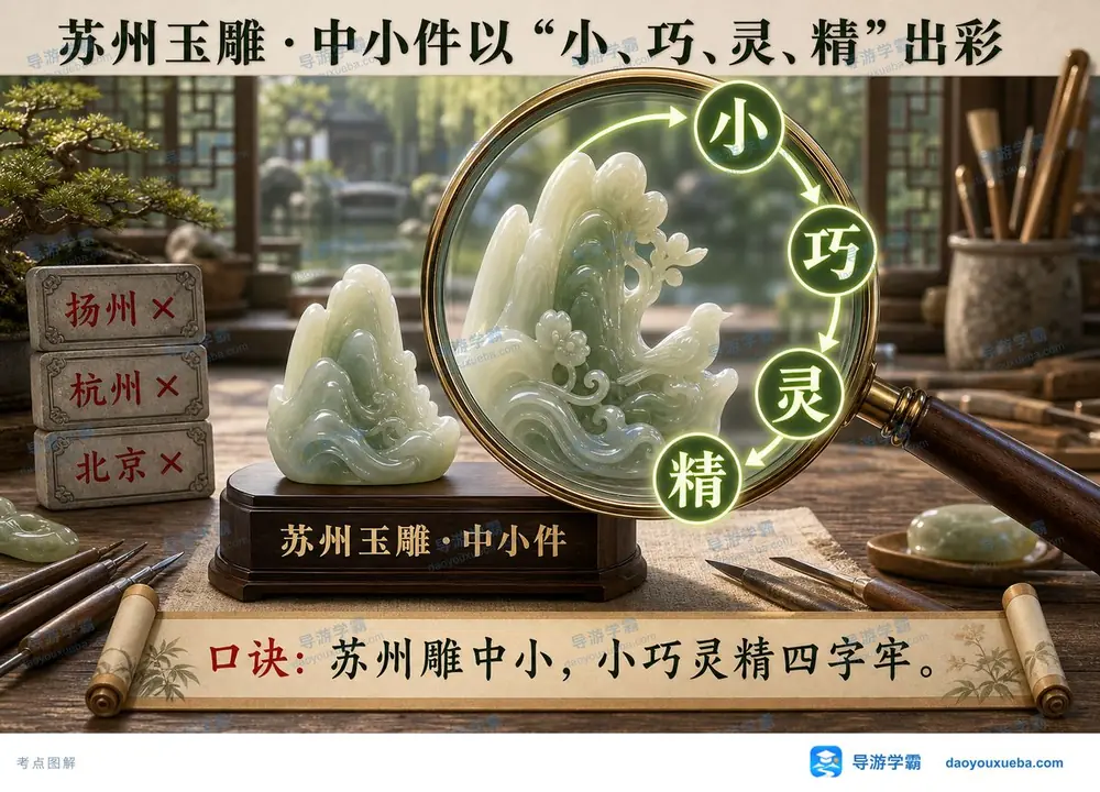 苏州玉雕工艺特色考点图（导游学霸·科三）