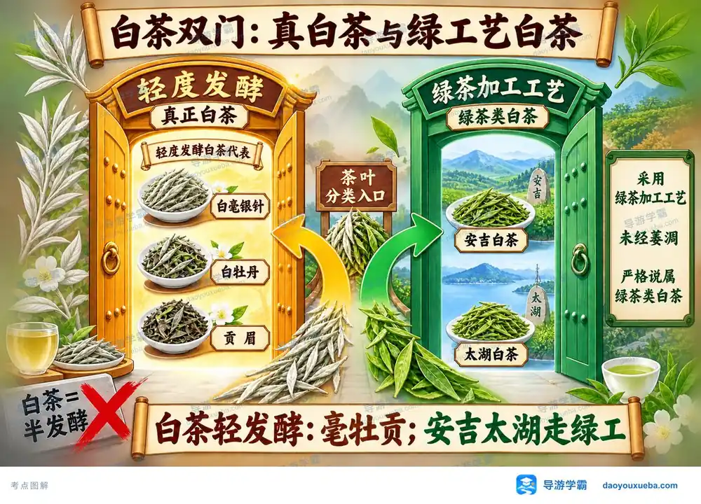 白茶工艺分类双门考点图（导游学霸·科三）