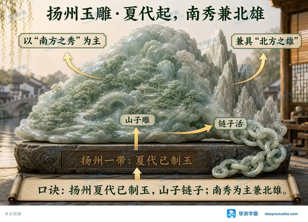 扬州玉雕历史与艺术特色考点图（导游学霸·科三）