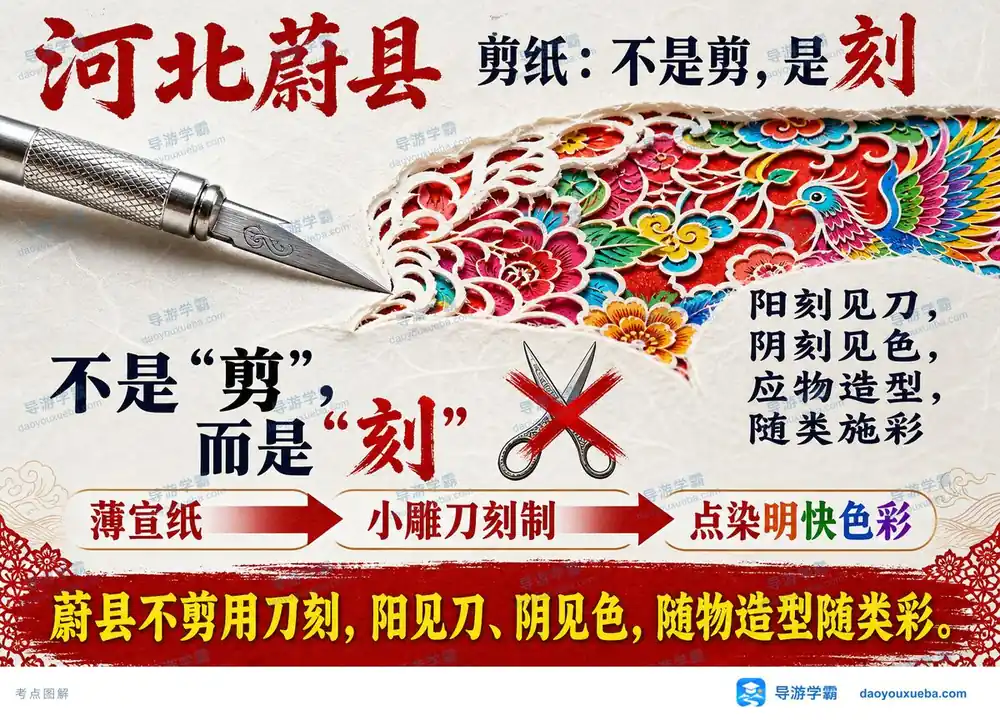 河北蔚县剪纸独特工艺考点图(导游学霸·科三)