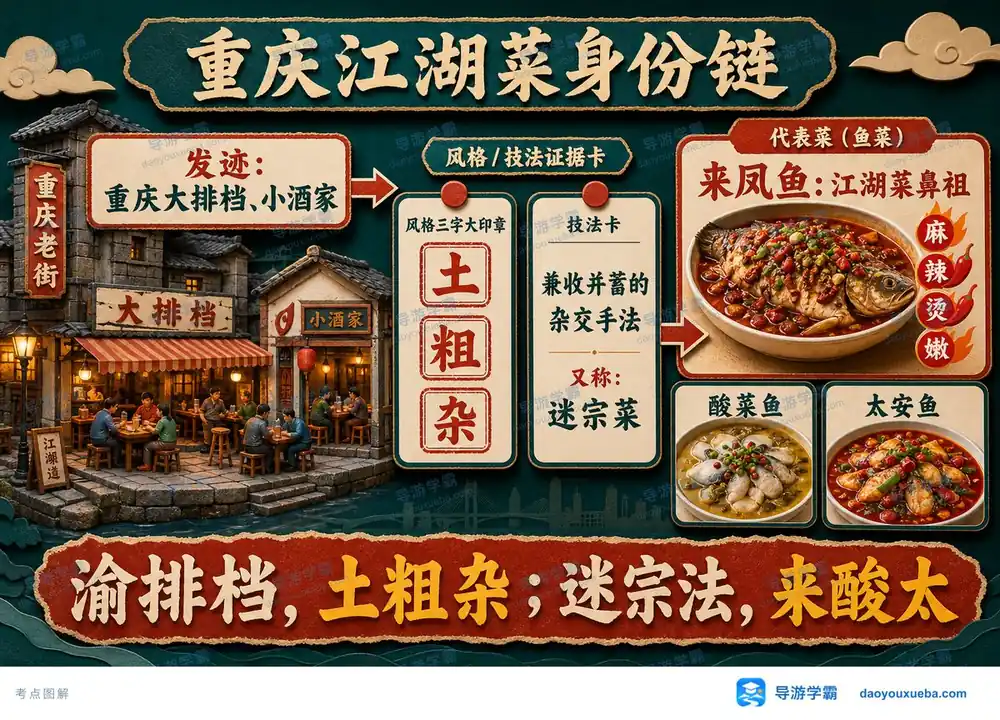 重庆江湖菜身份链考点图（导游学霸·科三）
