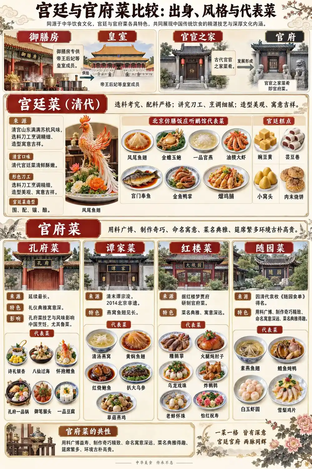 宫廷菜与官府菜对比考点图(导游学霸·科三)