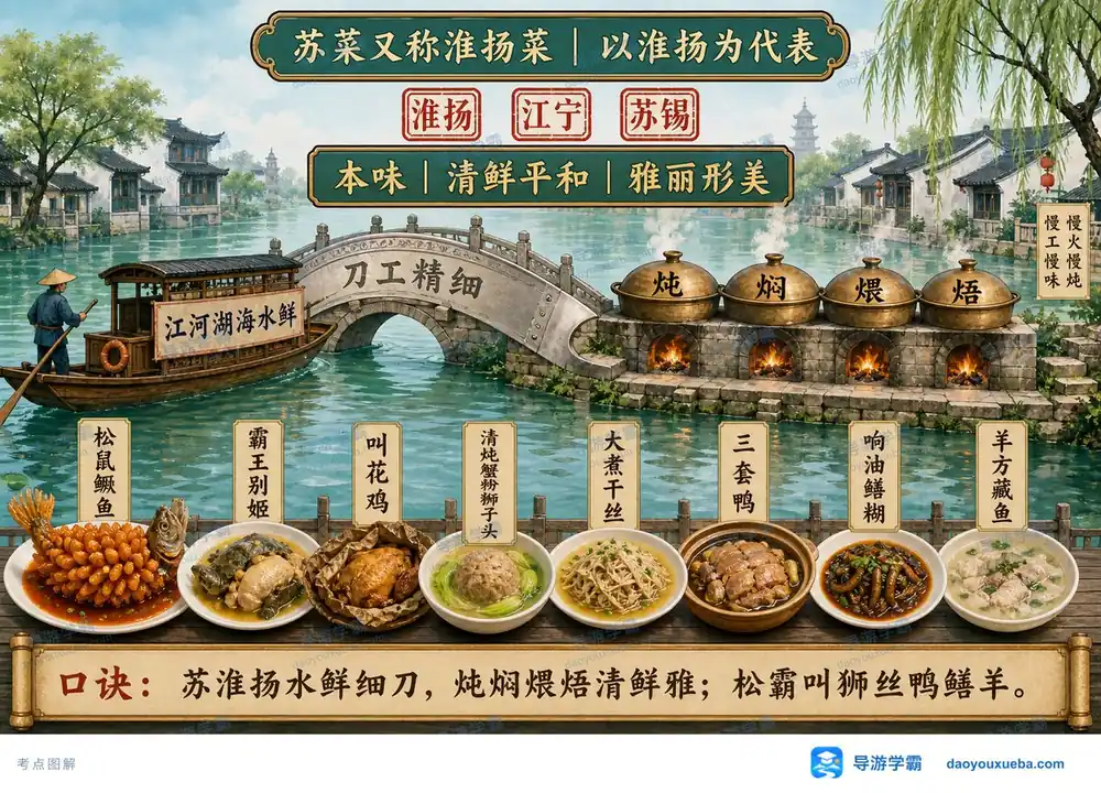 苏菜淮扬风味考点图（导游学霸·科三）