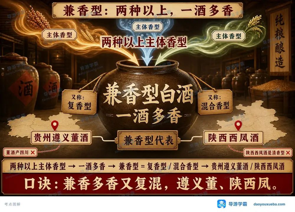 兼香型白酒特征与代表考点图（导游学霸·科三）