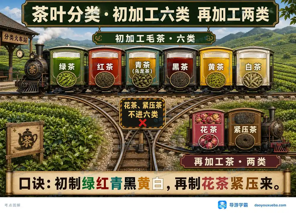 中国茶叶分类分轨考点图(导游学霸·科三)