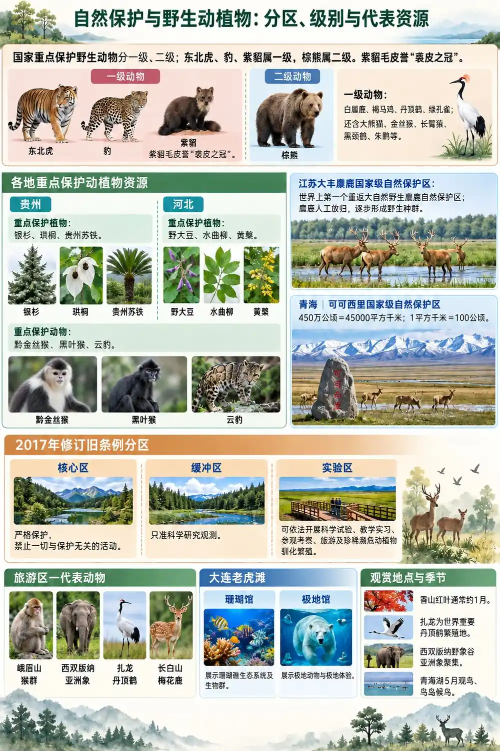 自然保护区与珍稀动植物考点图（导游学霸·科三）