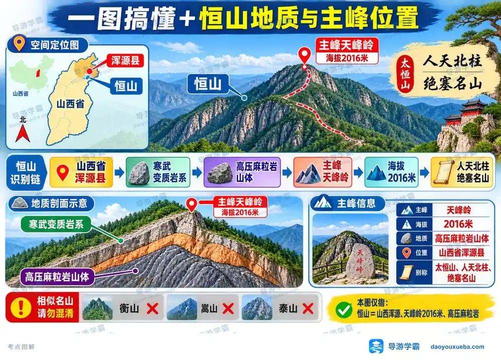 恒山地质与主峰考点图（导游学霸·科三）