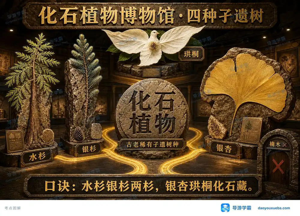 化石植物活化石考点图（导游学霸·科三）