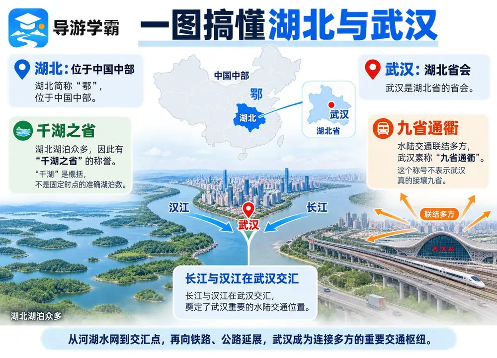 湖北千湖之省与九省通衢考点图(导游学霸·科三)