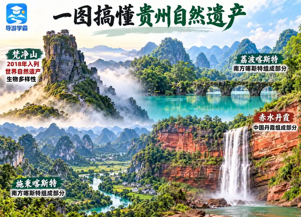 贵州四大世界自然遗产全汇总考点图（导游学霸·科三）