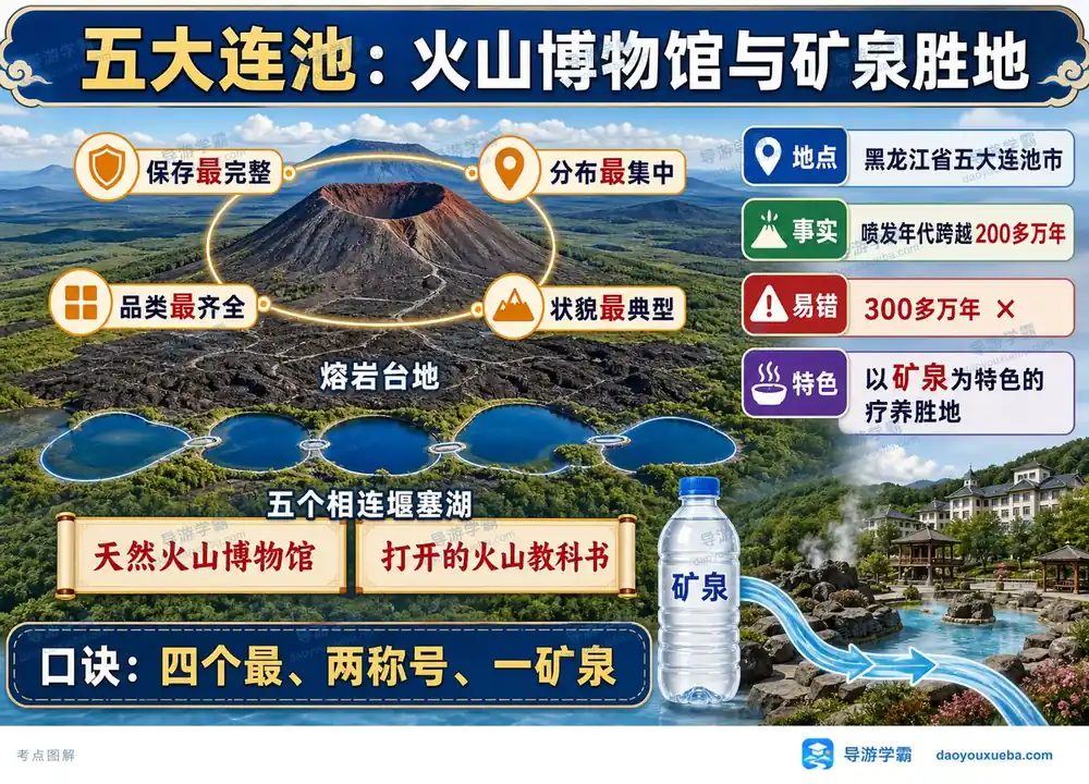 五大连池火山与矿泉考点图（导游学霸·科三）