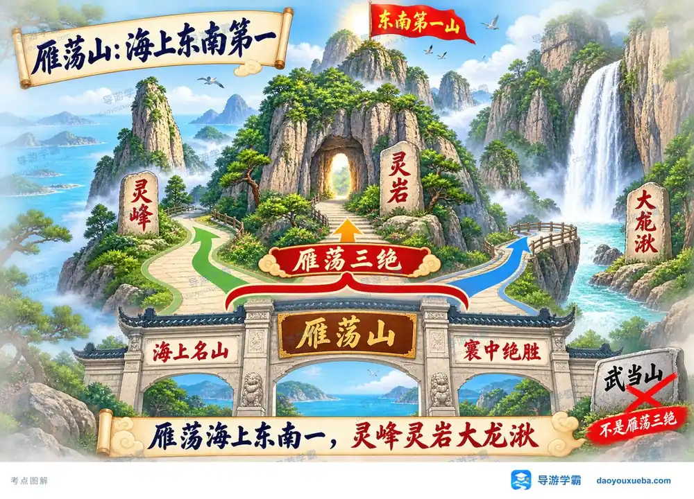 雁荡山海上名山三大美誉考点图（导游学霸·科三）
