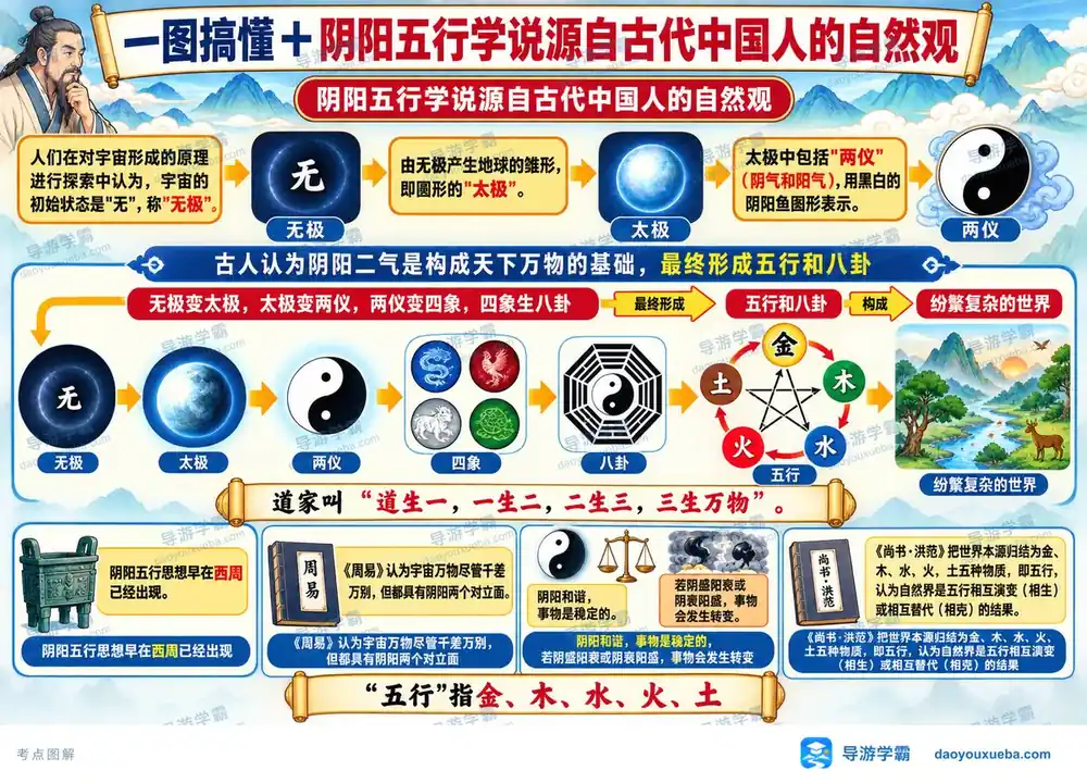 阴阳五行学说自然观源流考点图（导游学霸·科三）