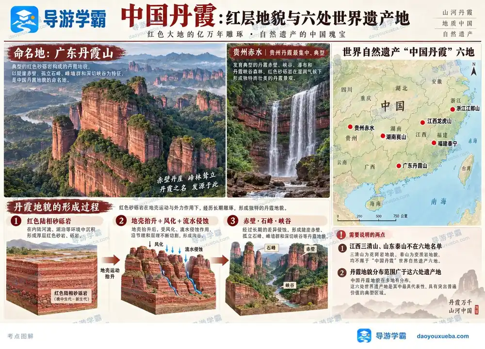 中国丹霞世界自然遗产六地考点图（导游学霸·科三）