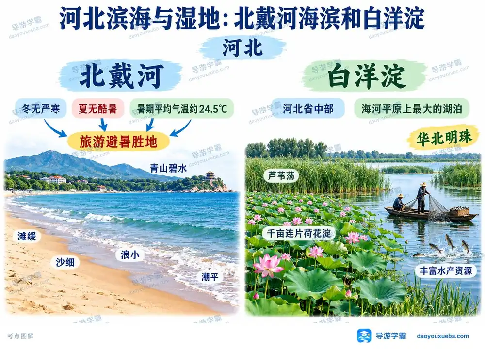 河北北戴河海滨与白洋淀考点图（导游学霸·科三）
