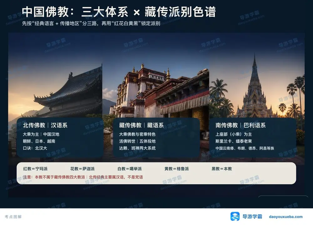 佛教三大体系派别考点图（导游学霸·科三）