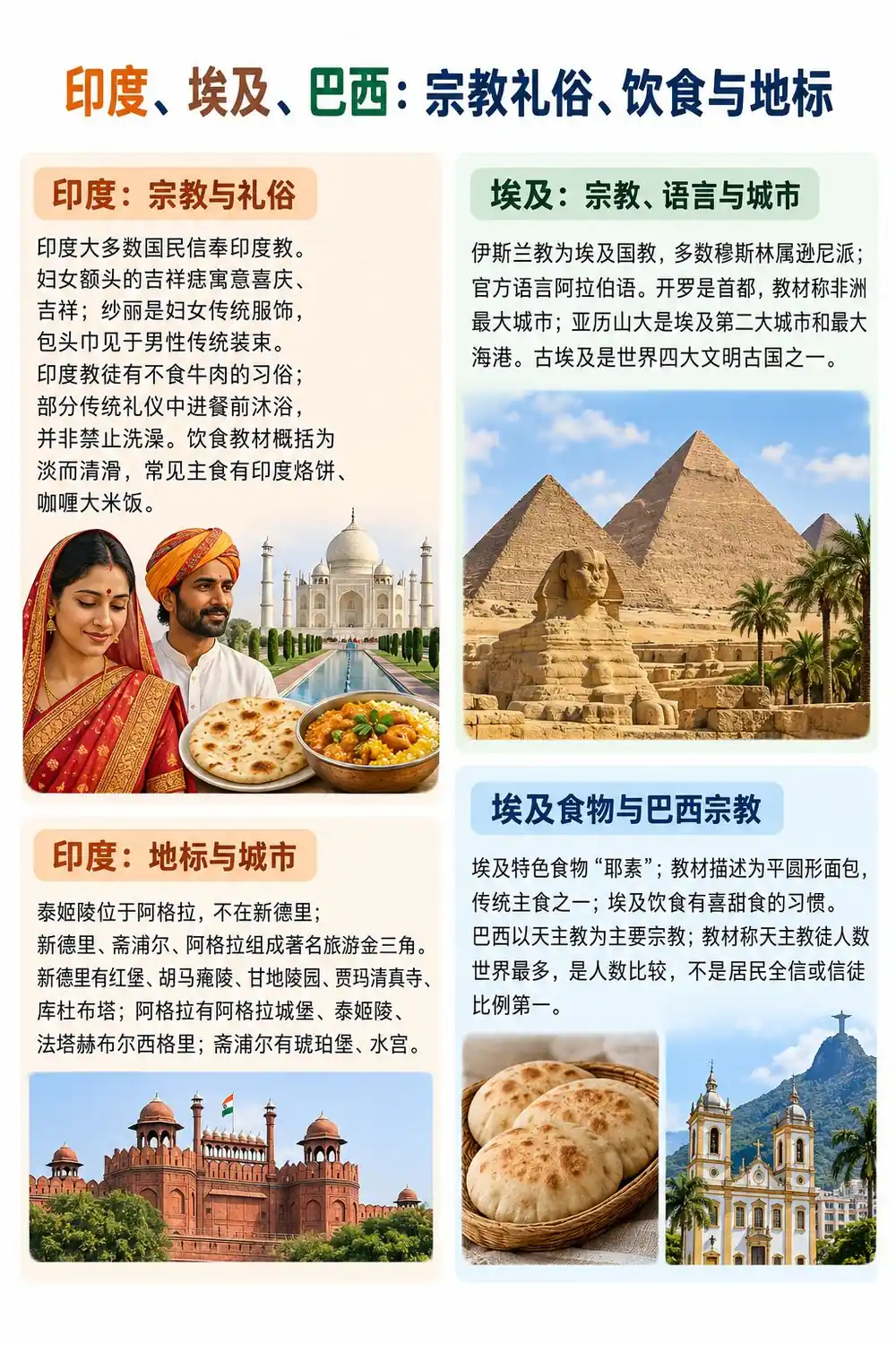 印埃巴三国宗教地标考点图（导游学霸·科三）