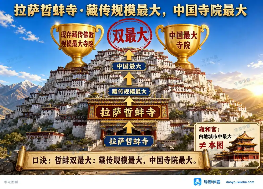 拉萨哲蚌寺双最大地位考点图(导游学霸·科三)