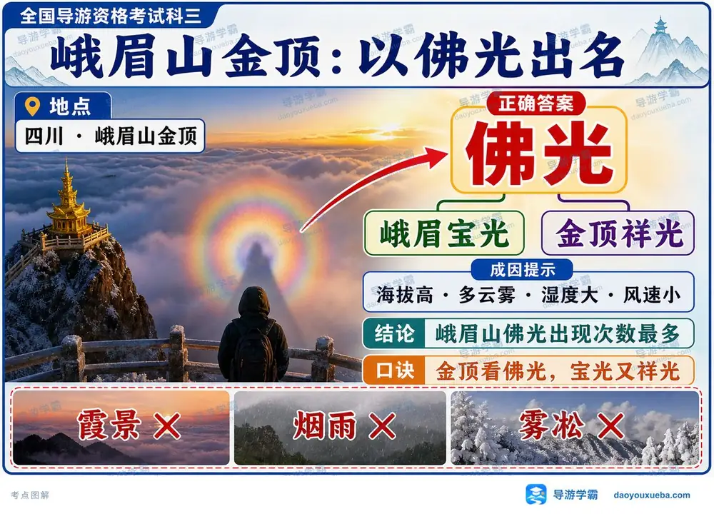 峨眉山金顶佛光天象考点图(导游学霸·科三)