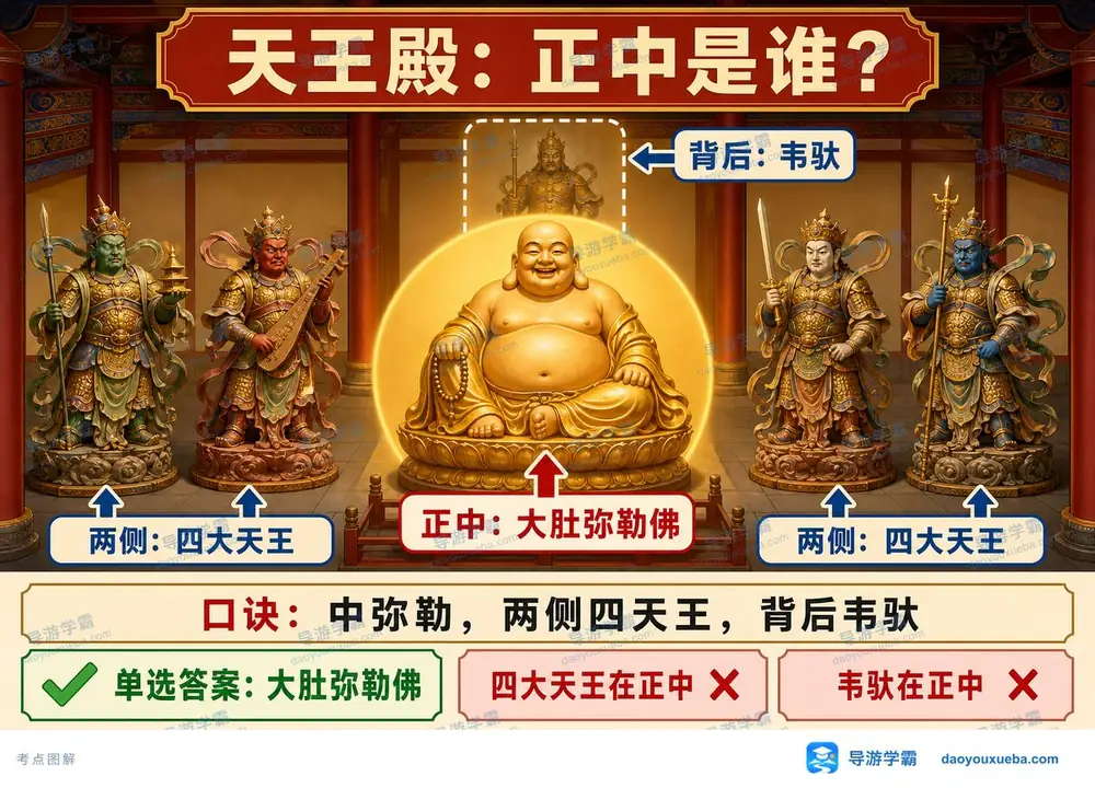 寺庙天王殿正中一座佛考点图（导游学霸·科三）