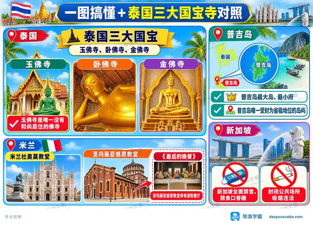 泰国三大国宝寺与普吉岛考点图（导游学霸·科三）