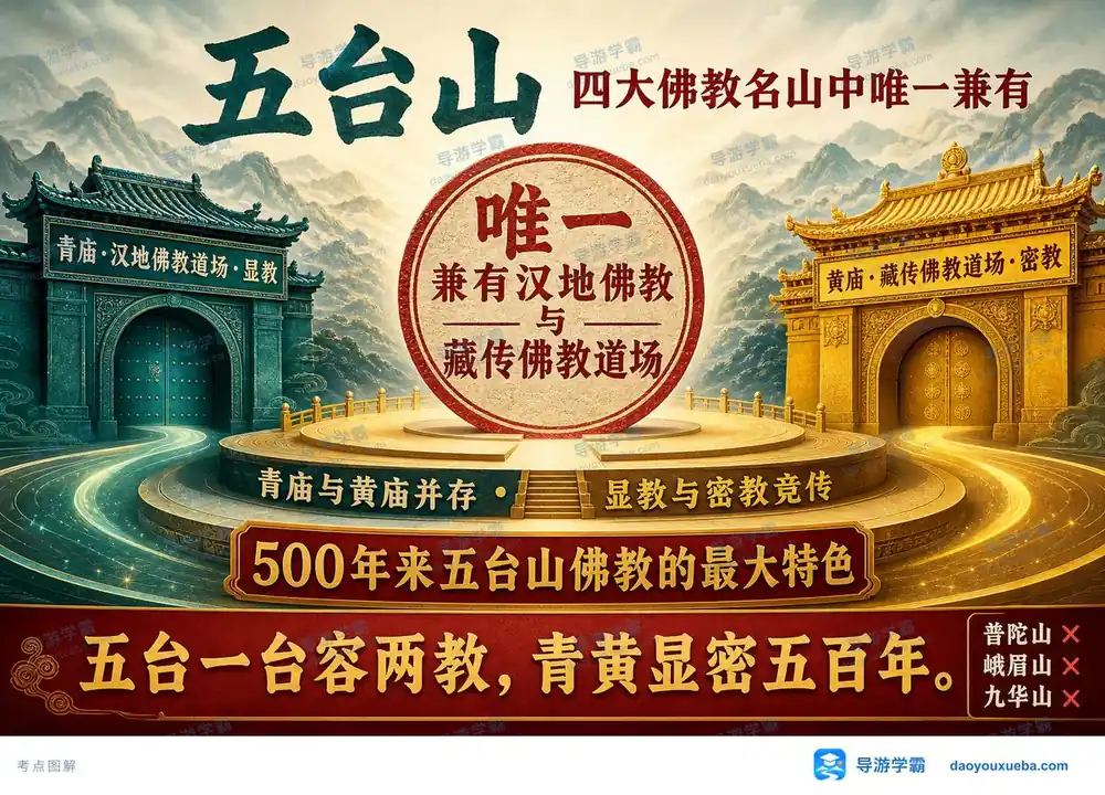 五台山青黄并存显密竞传考点图（导游学霸·科三）