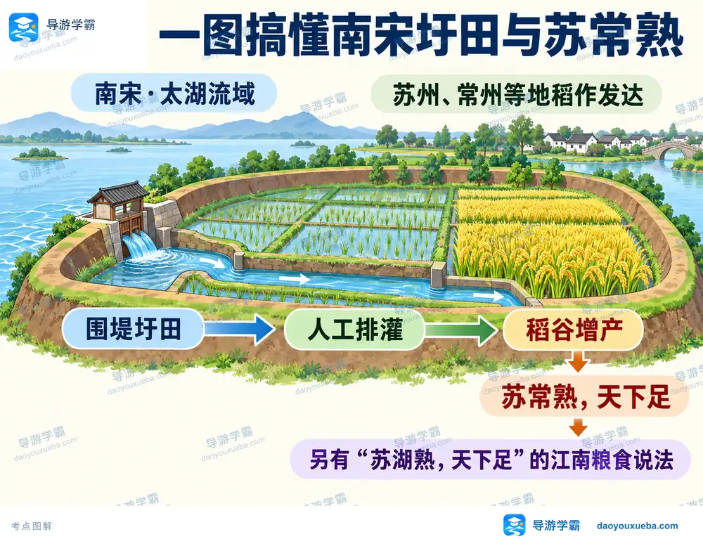 南宋太湖圩田与苏常熟天下足考点图(导游学霸·科四地方导游基础知识)