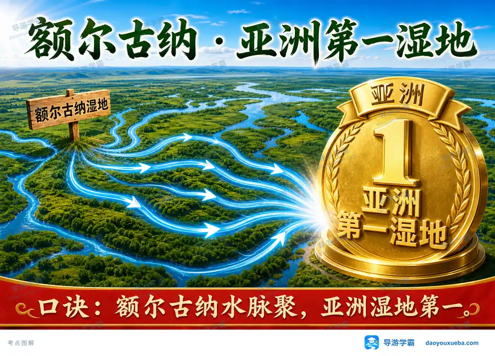 额尔古纳亚洲第一湿地考点图（导游学霸·科四地方导游基础知识）