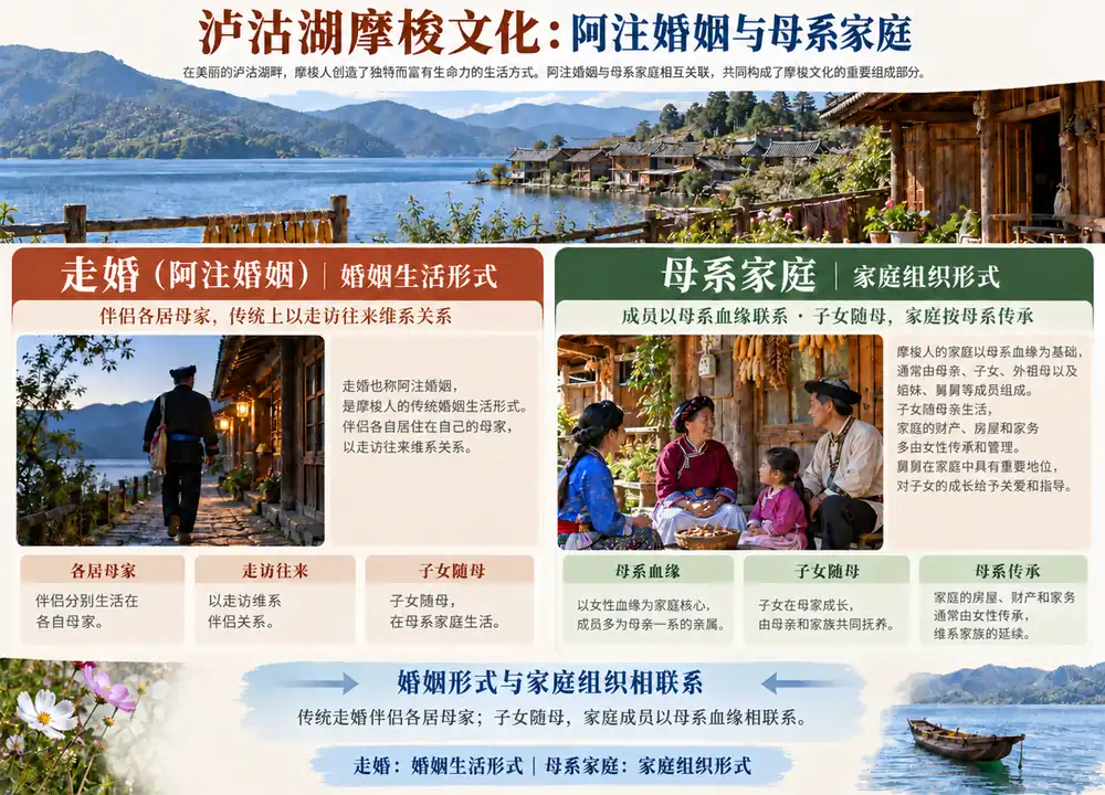 泸沽湖摩梭走婚阿注与母系家庭考点图（导游学霸·科四地方导游基础知识）