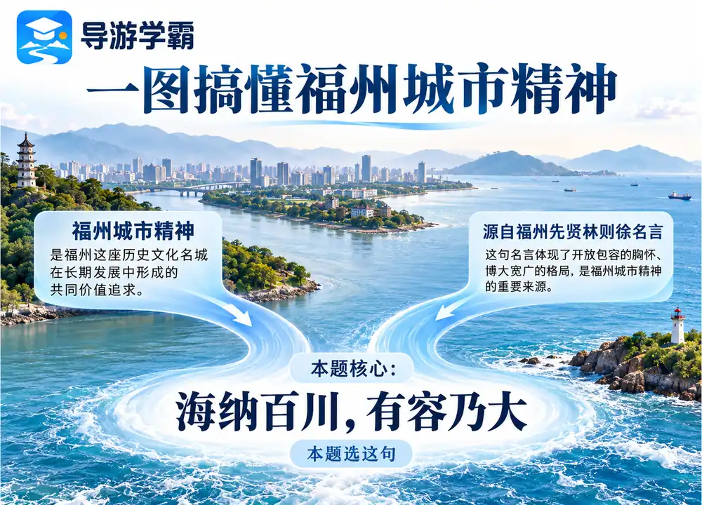 福州城市精神海纳百川林则徐考点图（导游学霸·科四地方导游基础知识）