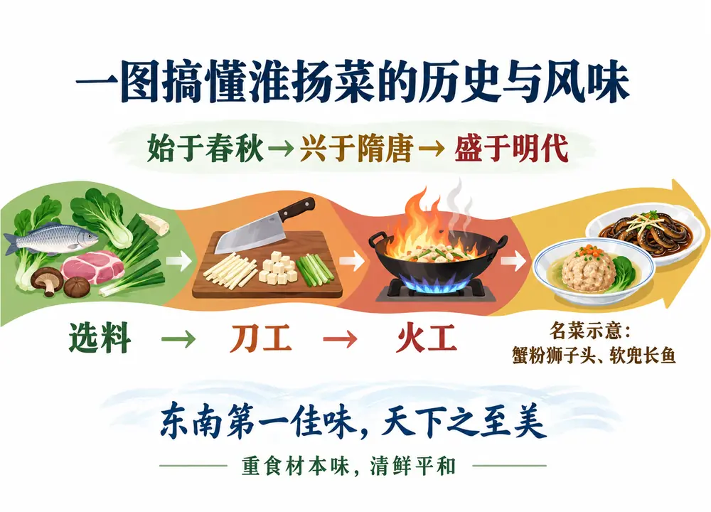 淮扬菜历史风味与代表名菜考点图（导游学霸·科四地方导游基础知识）