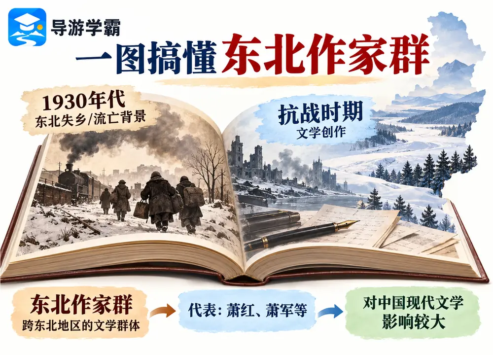 一图搞懂东北作家群代表作家考点图（导游学霸·科四地方导游基础知识）