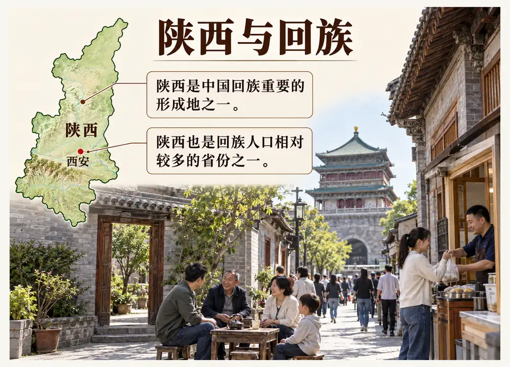 陕西回族形成与人口概况考点图(导游学霸·科四地方导游基础知识)